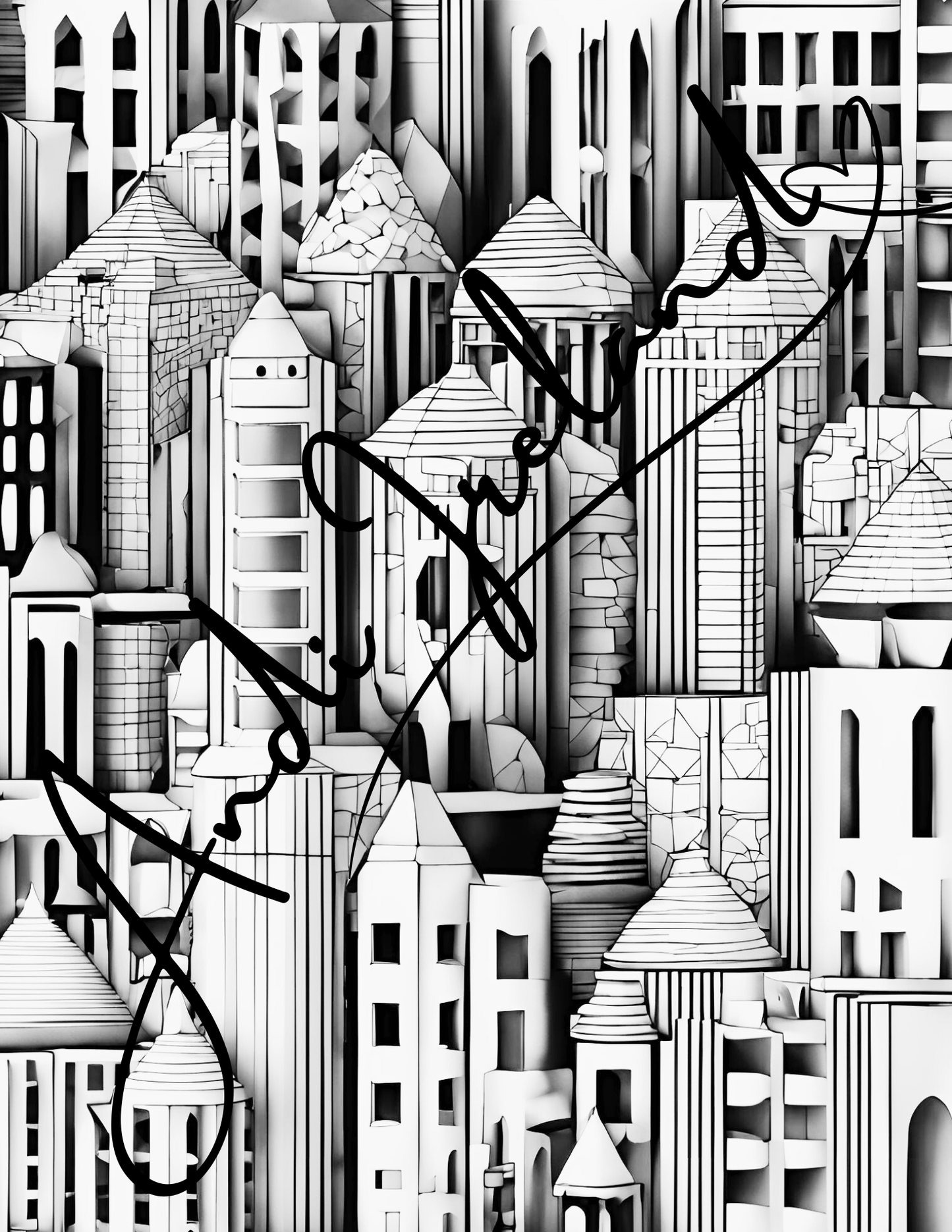 City Scape Abstract Building Patterns Coloring Pages | PDF Download