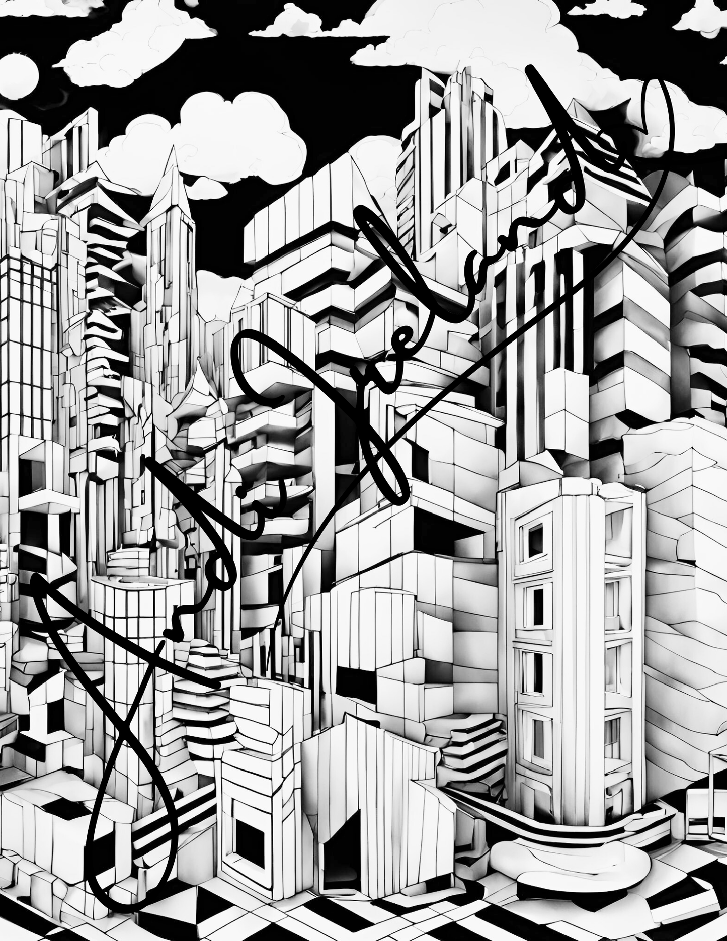 City Scape Abstract Building Patterns Coloring Pages | PDF Download