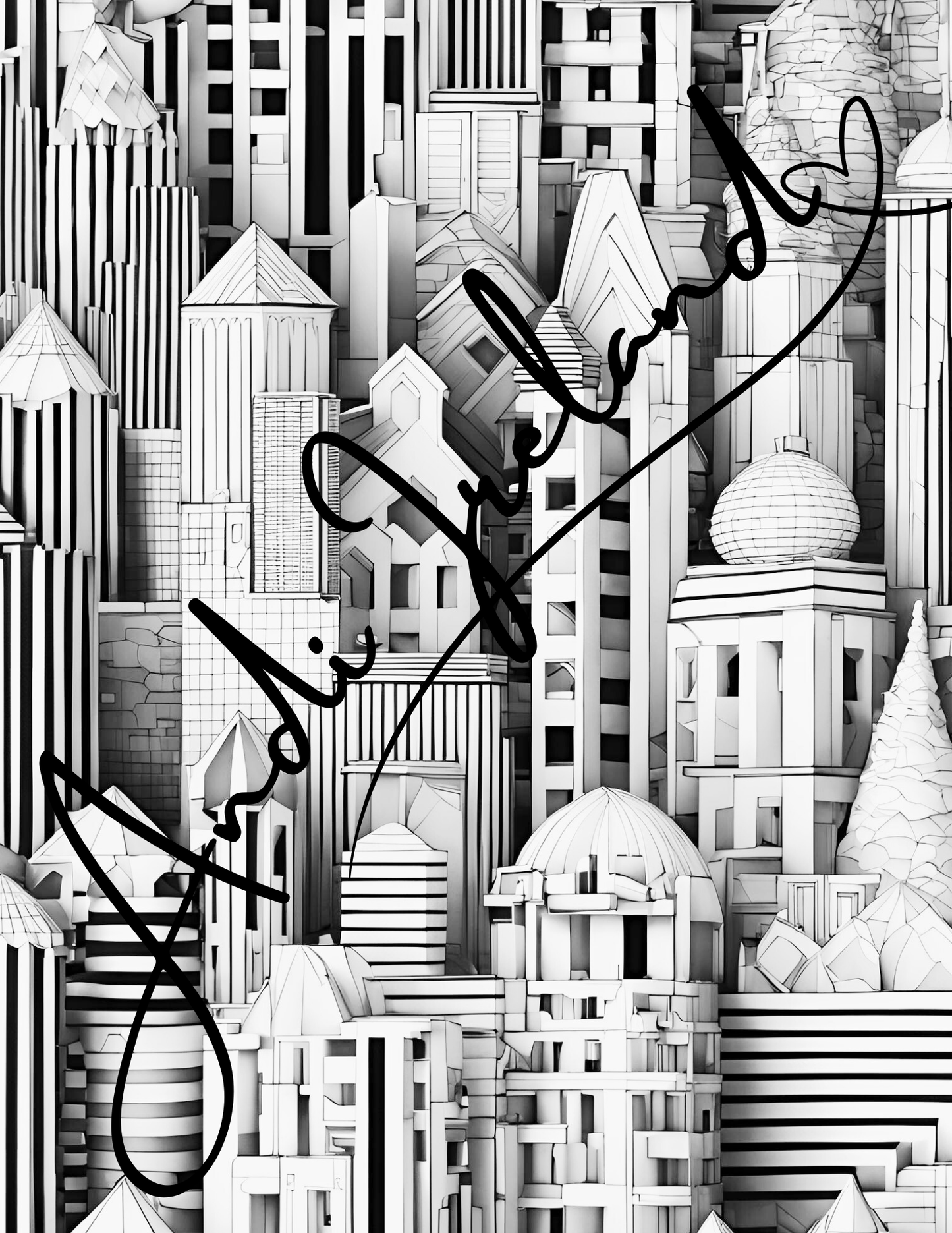 City Scape Abstract Building Patterns Coloring Pages | PDF Download