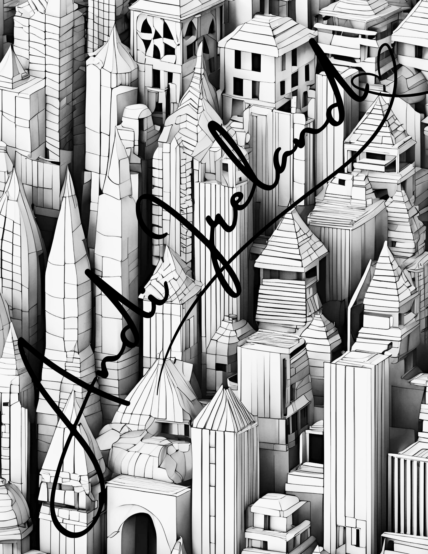 City Scape Abstract Building Patterns Coloring Pages | PDF Download