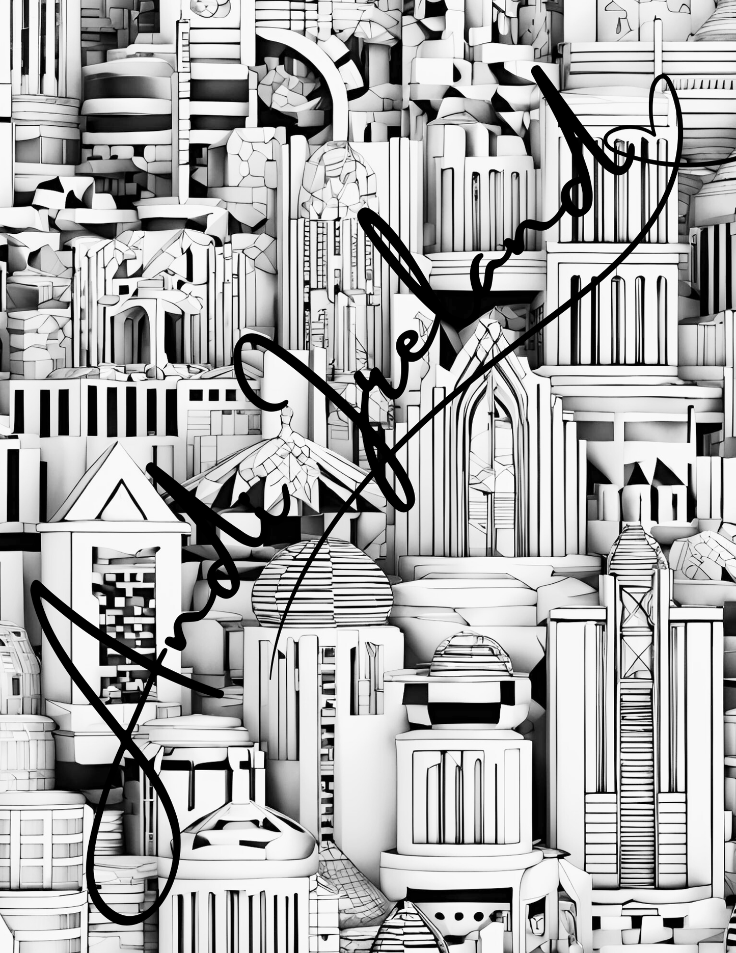 City Scape Abstract Building Patterns Coloring Pages | PDF Download