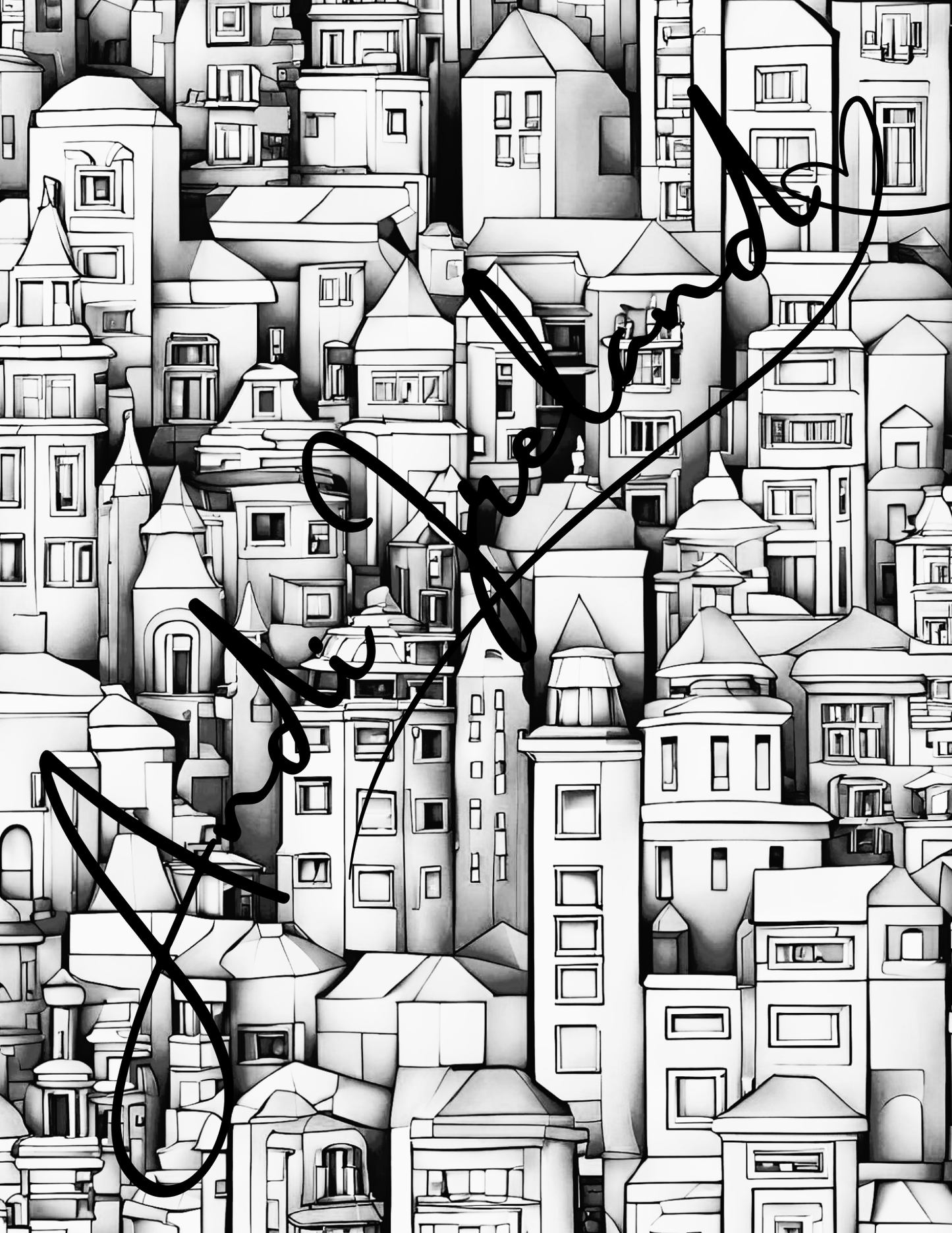 City Scape Abstract Building Patterns Coloring Pages | PDF Download