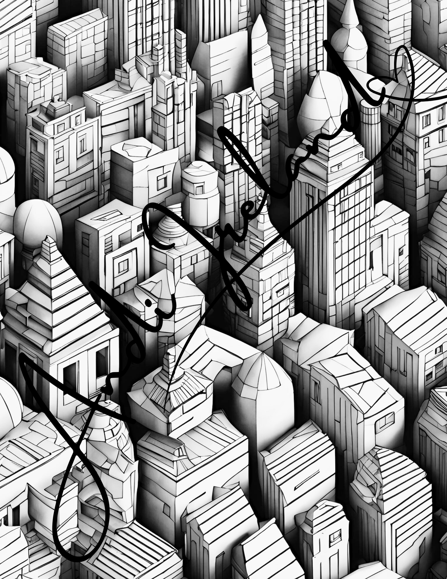 City Scape Abstract Building Patterns Coloring Pages | PDF Download