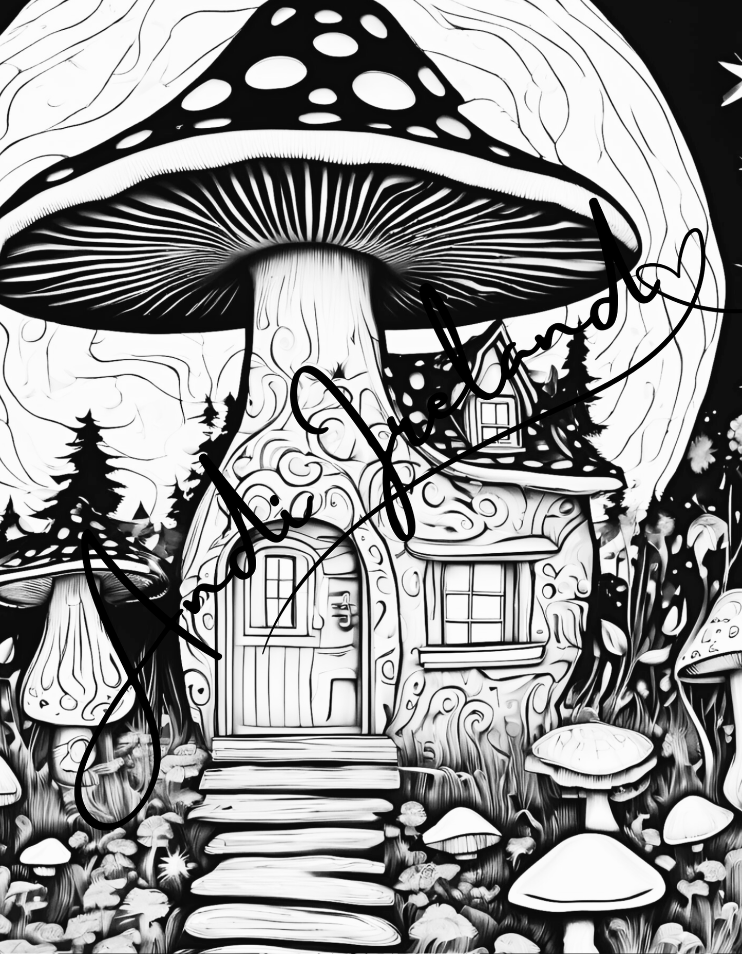 MindSpace Creatives: Adult Coloring Book Mushroom Cottage