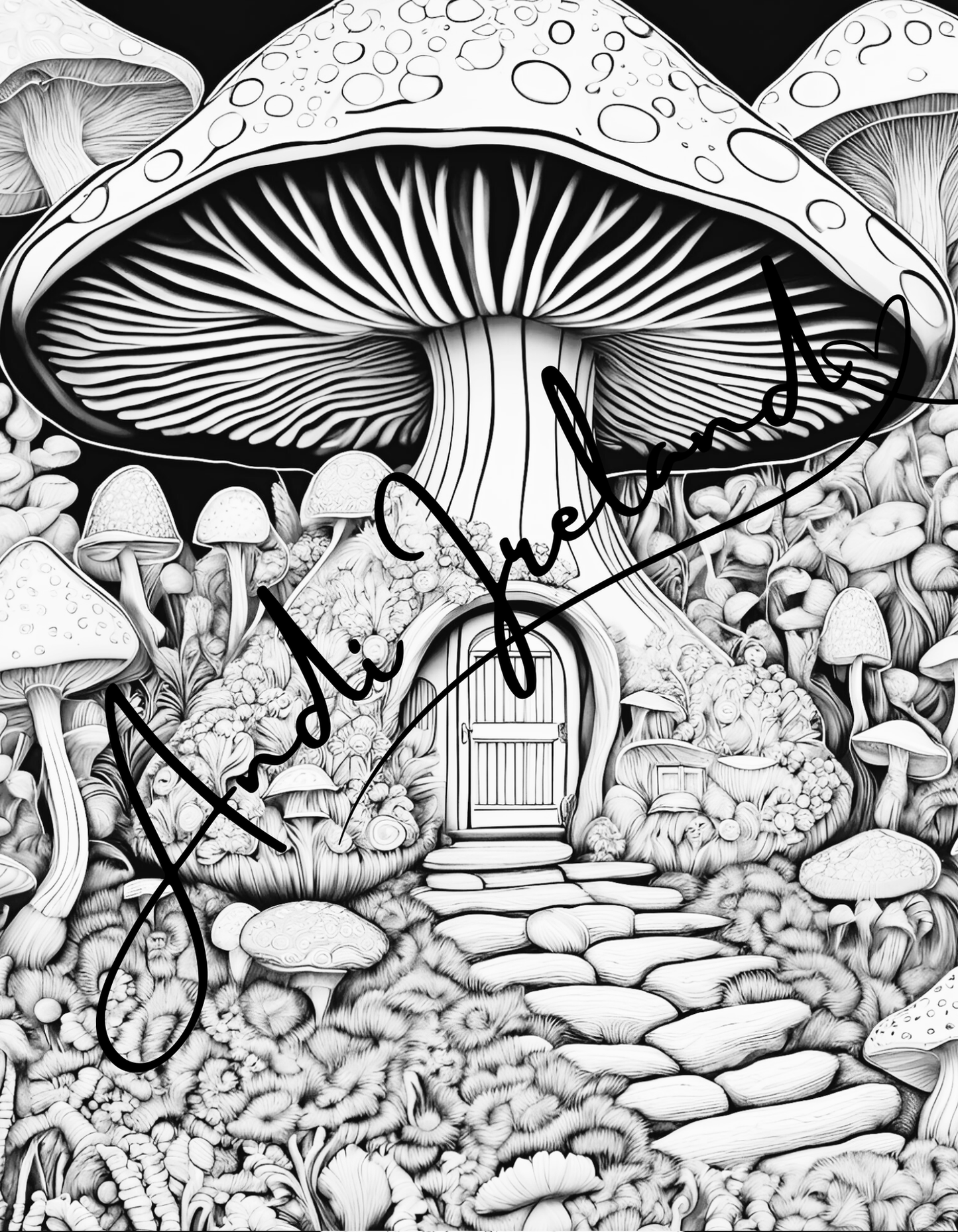 MindSpace Creatives: Adult Coloring Book Mushroom Cottage