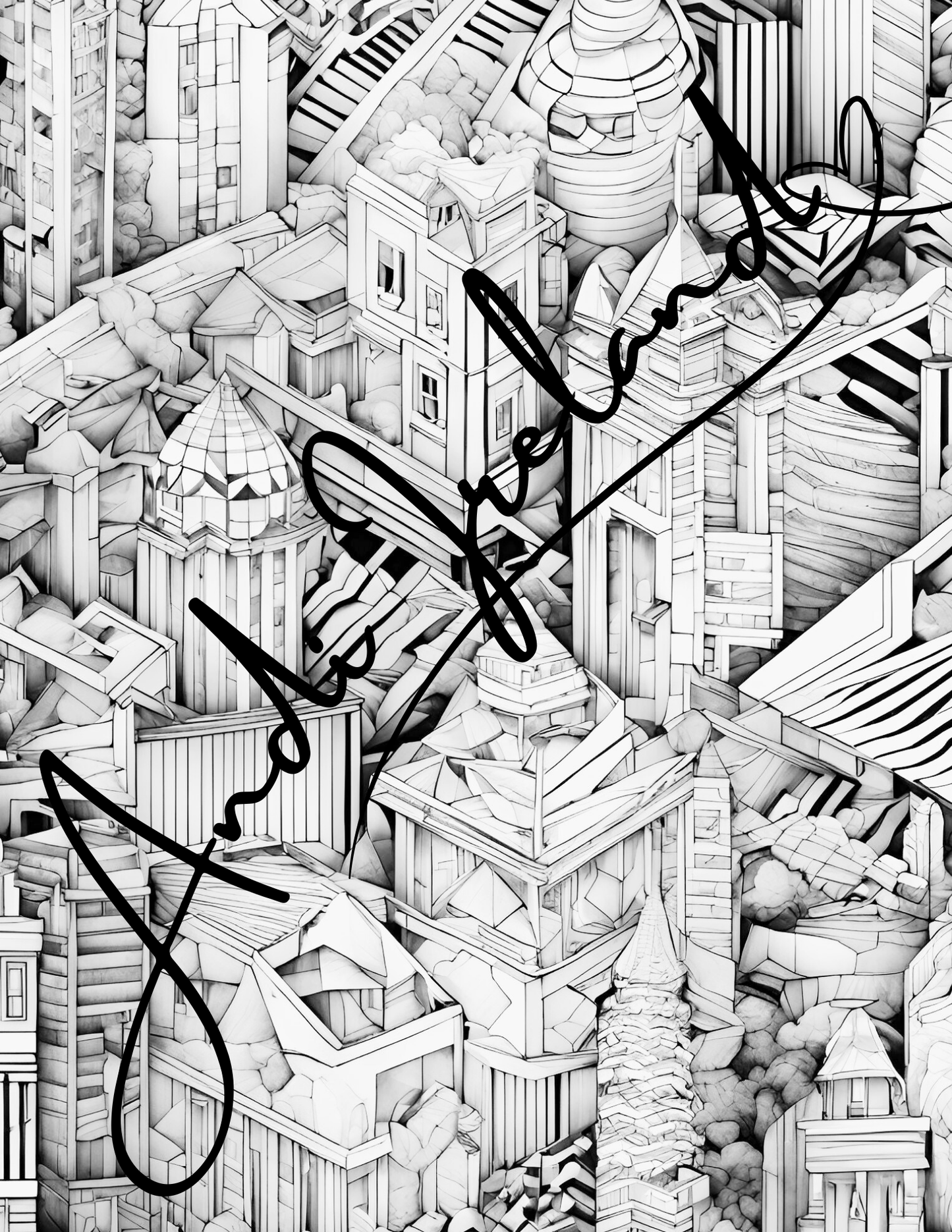 City Scape Abstract Building Patterns Coloring Pages | PDF Download