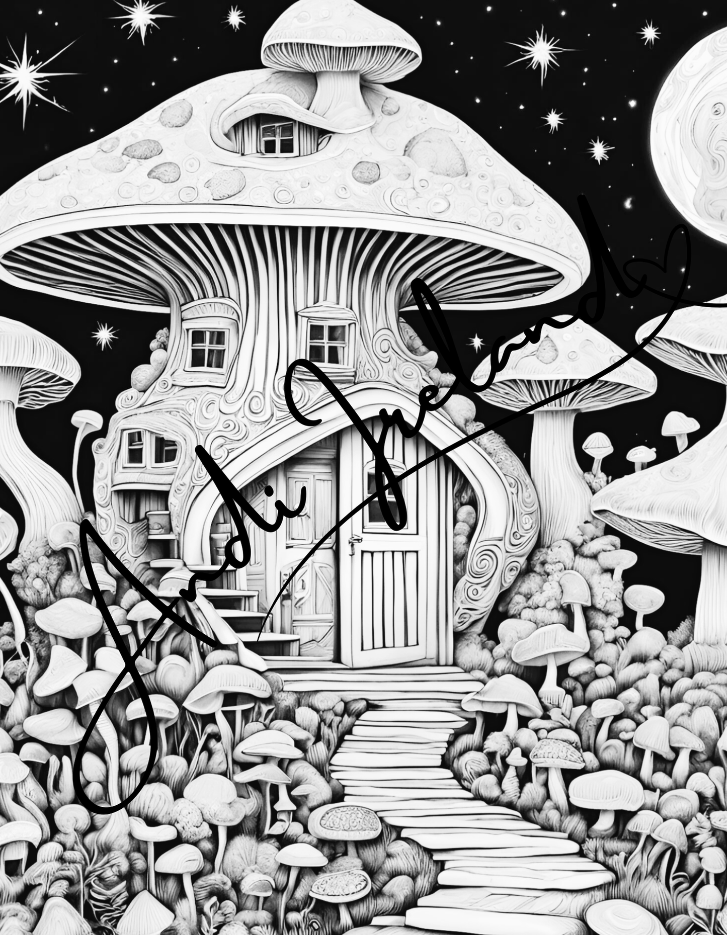 MindSpace Creatives: Adult Coloring Book Mushroom Cottage