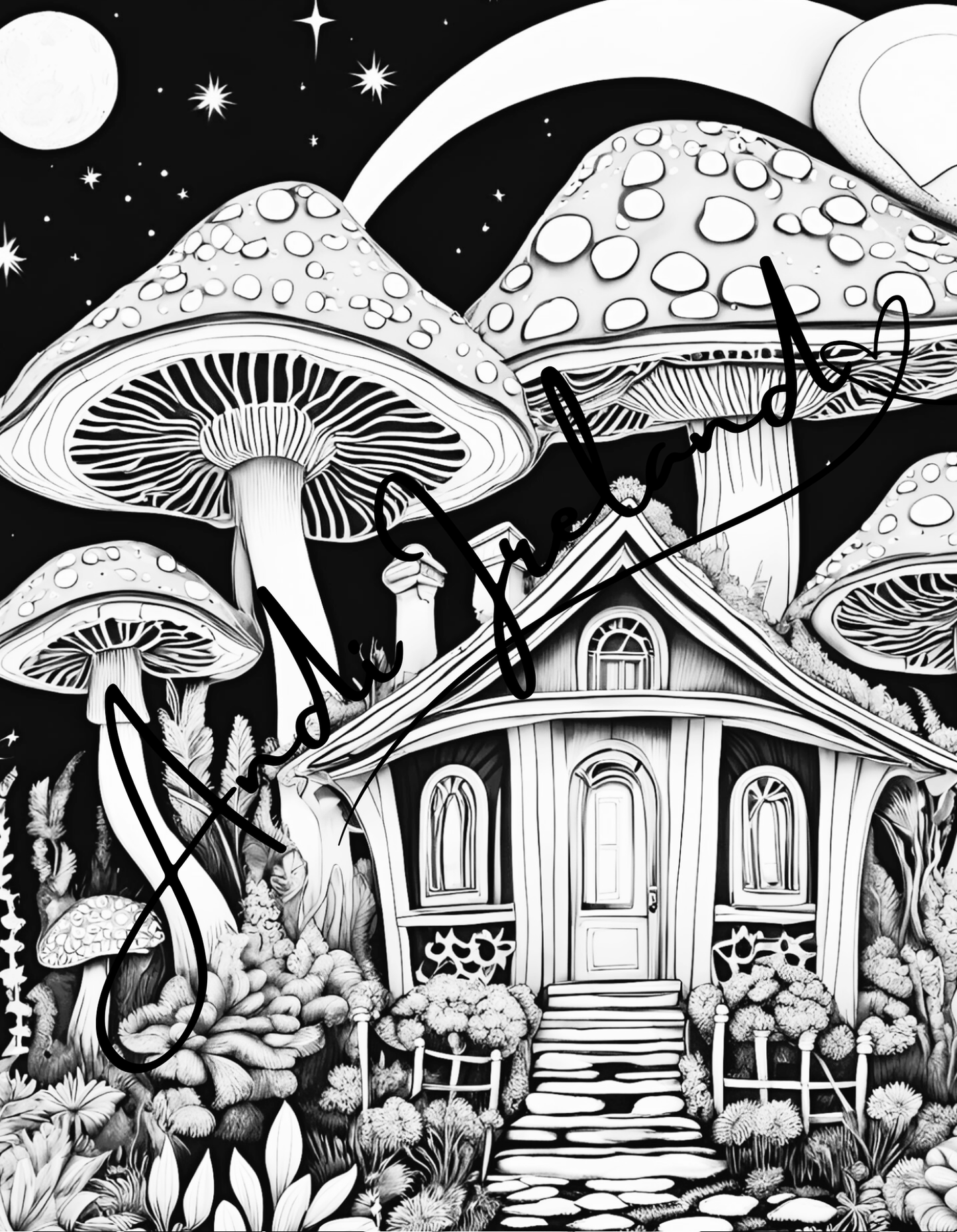 MindSpace Creatives: Adult Coloring Book Mushroom Cottage