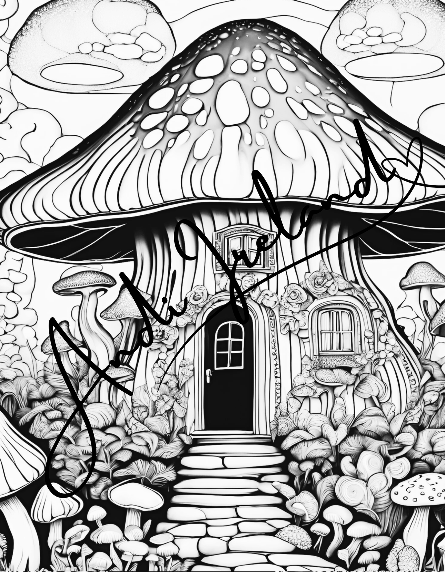 MindSpace Creatives: Adult Coloring Book Mushroom Cottage