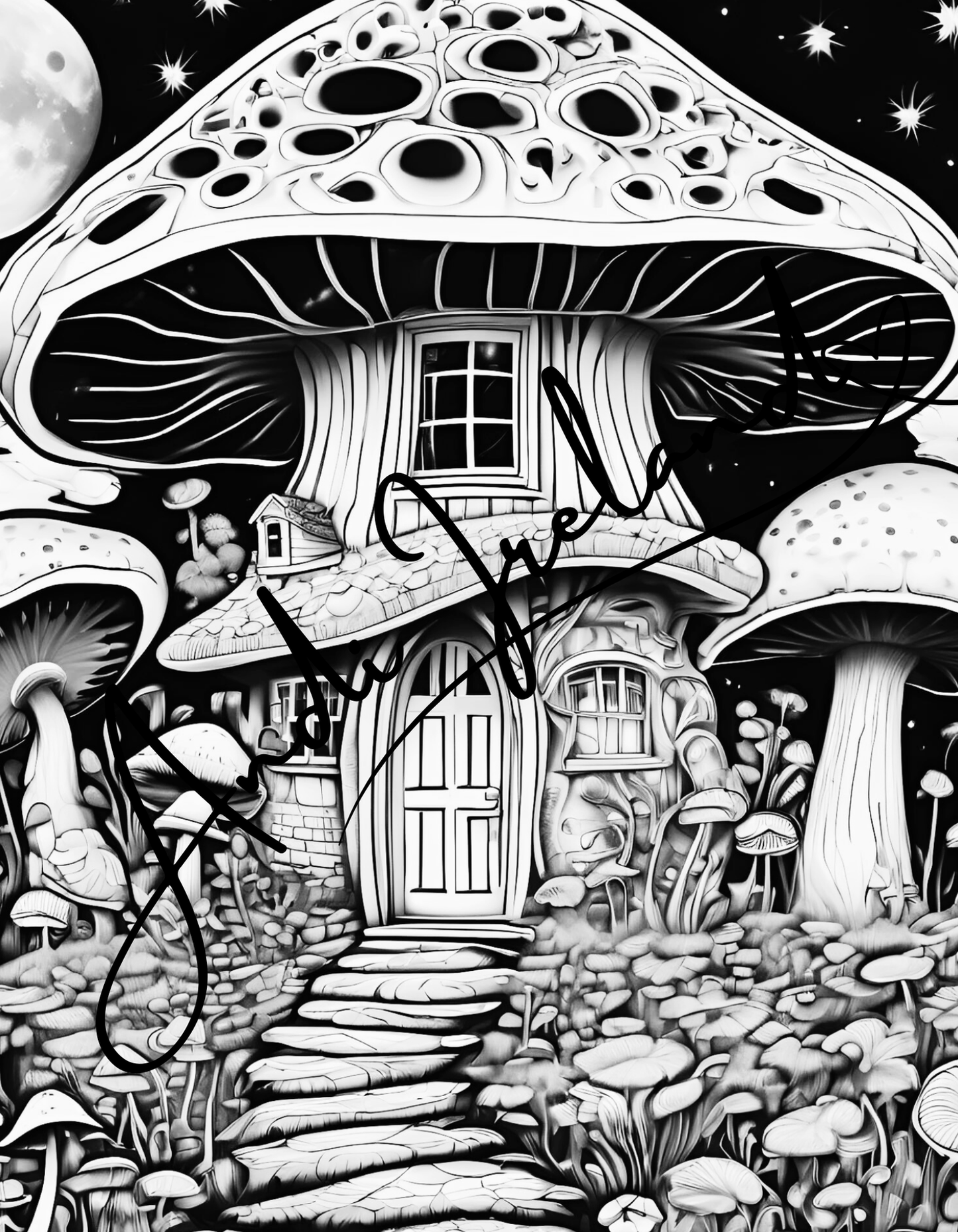 MindSpace Creatives: Adult Coloring Book Mushroom Cottage