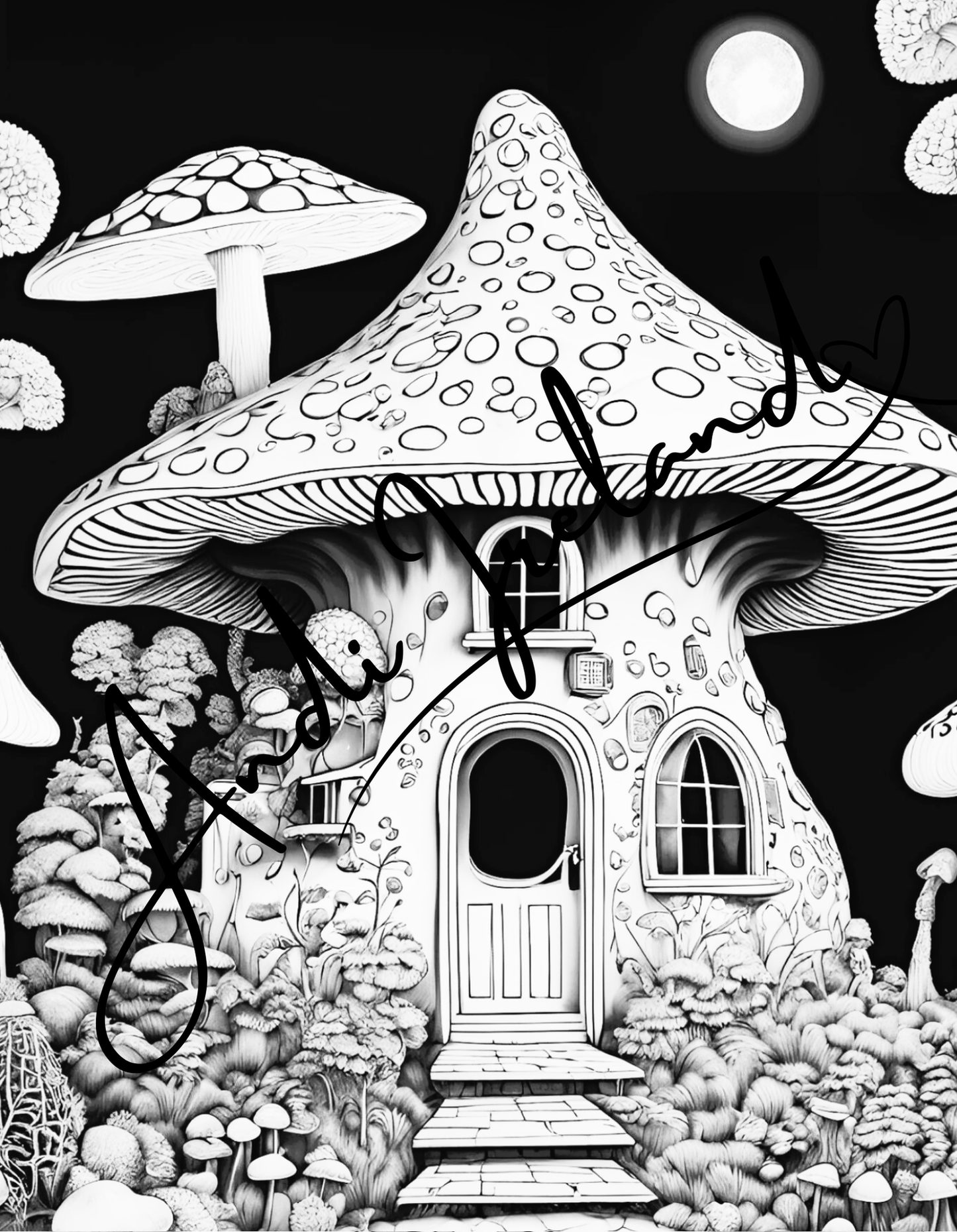 MindSpace Creatives: Adult Coloring Book Mushroom Cottage