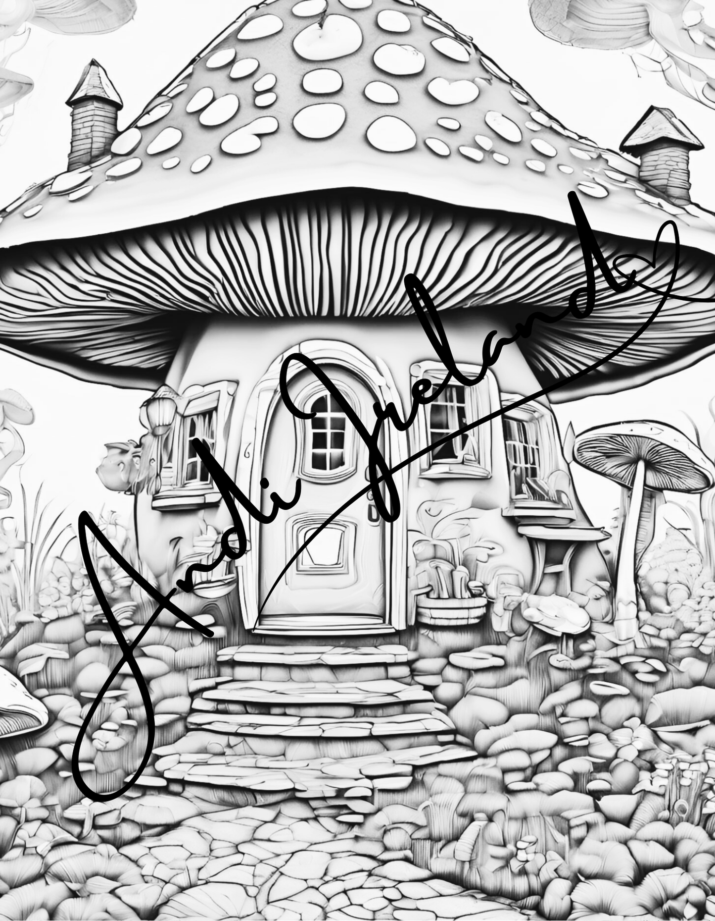 MindSpace Creatives: Adult Coloring Book Mushroom Cottage