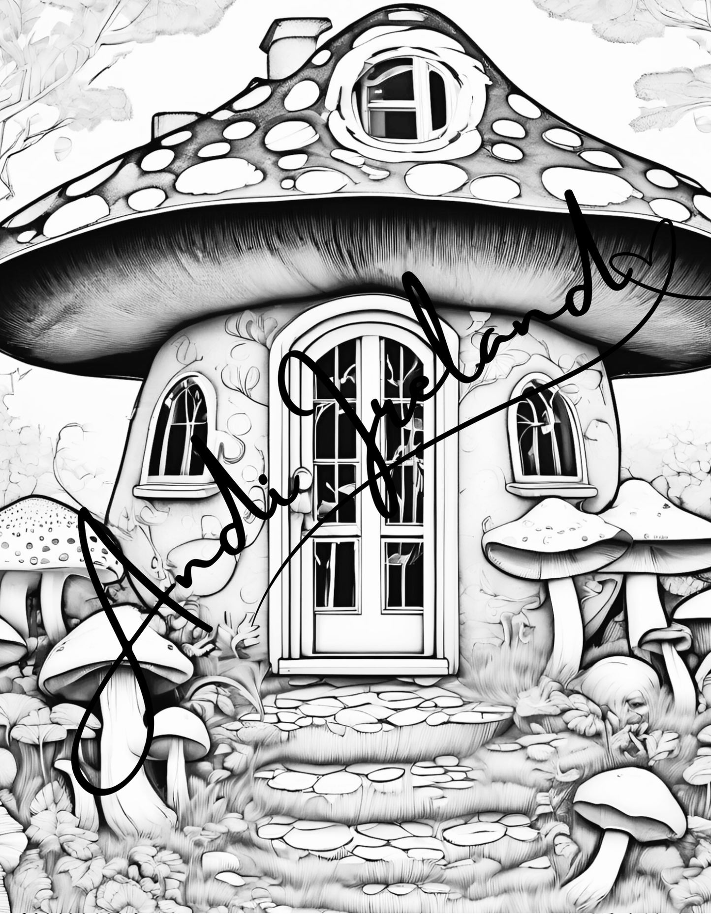 MindSpace Creatives: Adult Coloring Book Mushroom Cottage