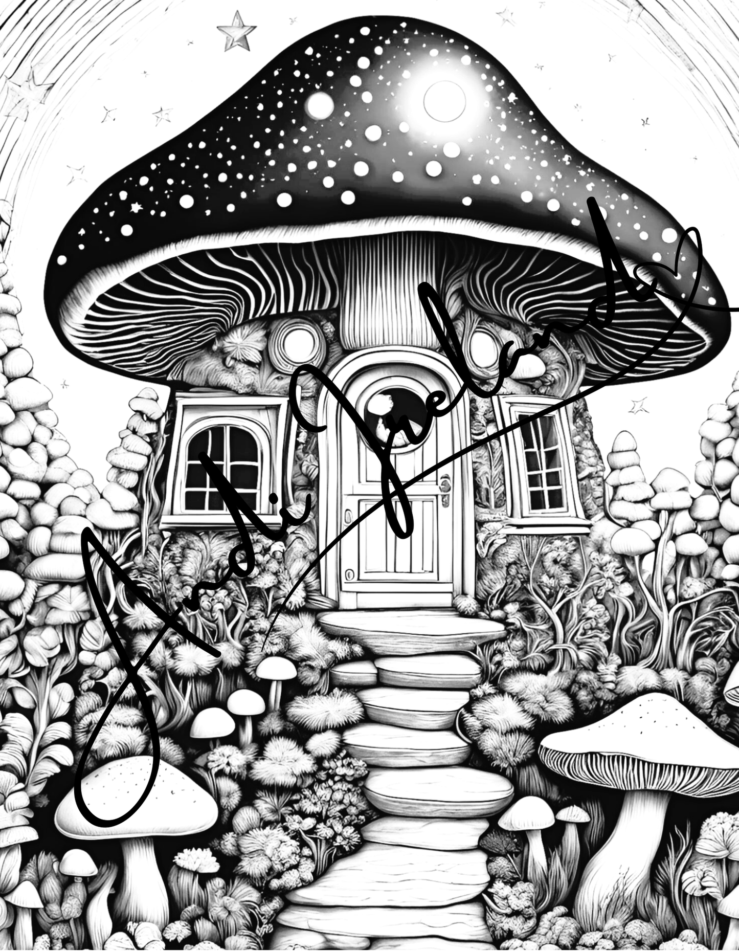 MindSpace Creatives: Adult Coloring Book Mushroom Cottage