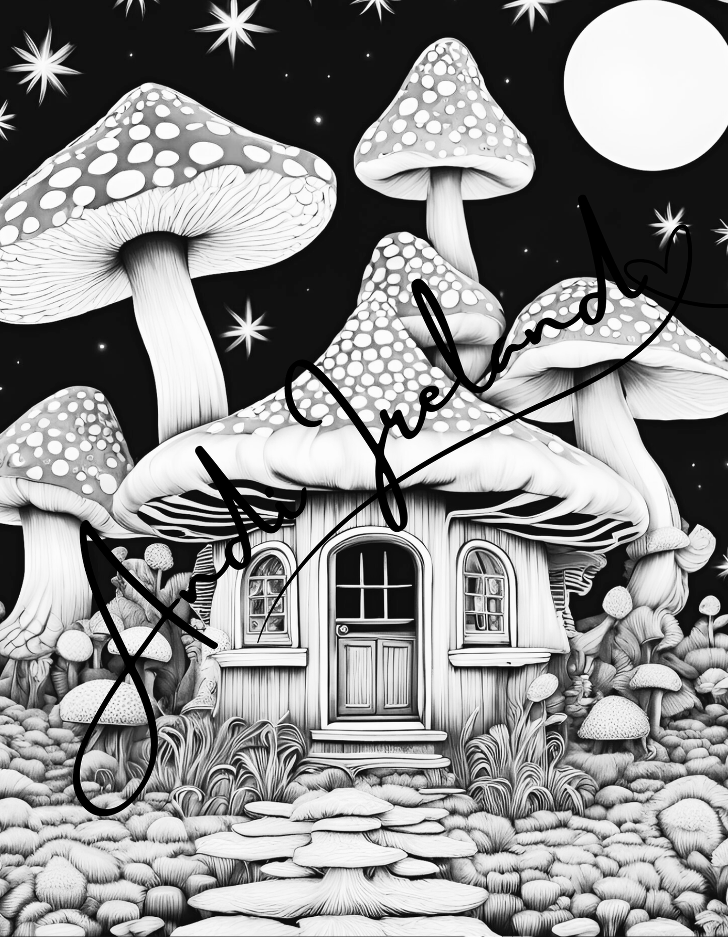 MindSpace Creatives: Adult Coloring Book Mushroom Cottage