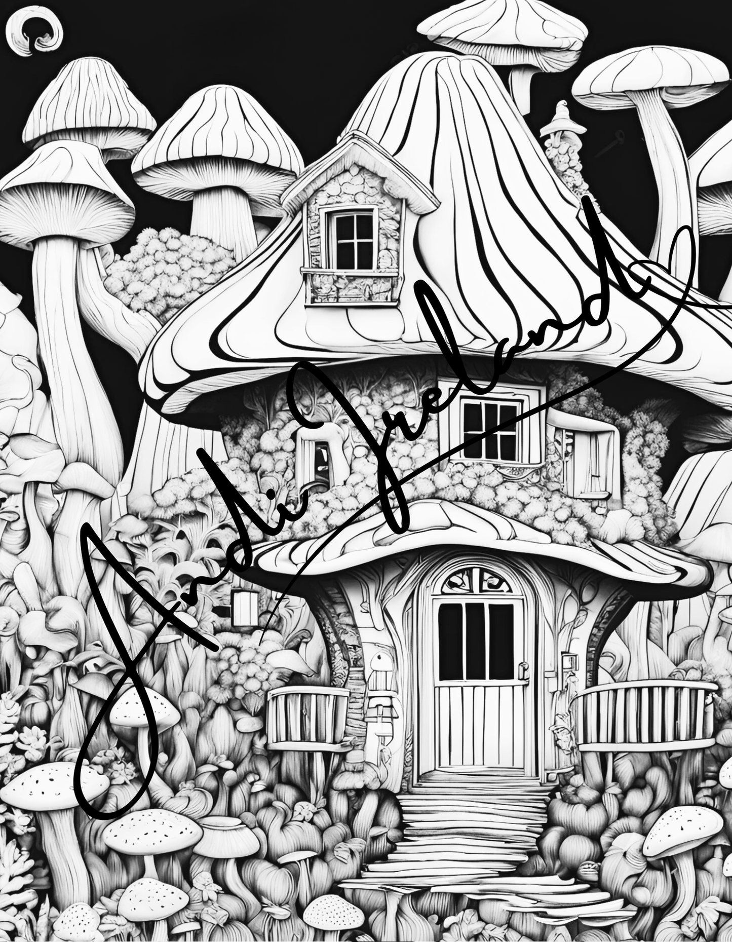 MindSpace Creatives: Adult Coloring Book Mushroom Cottage