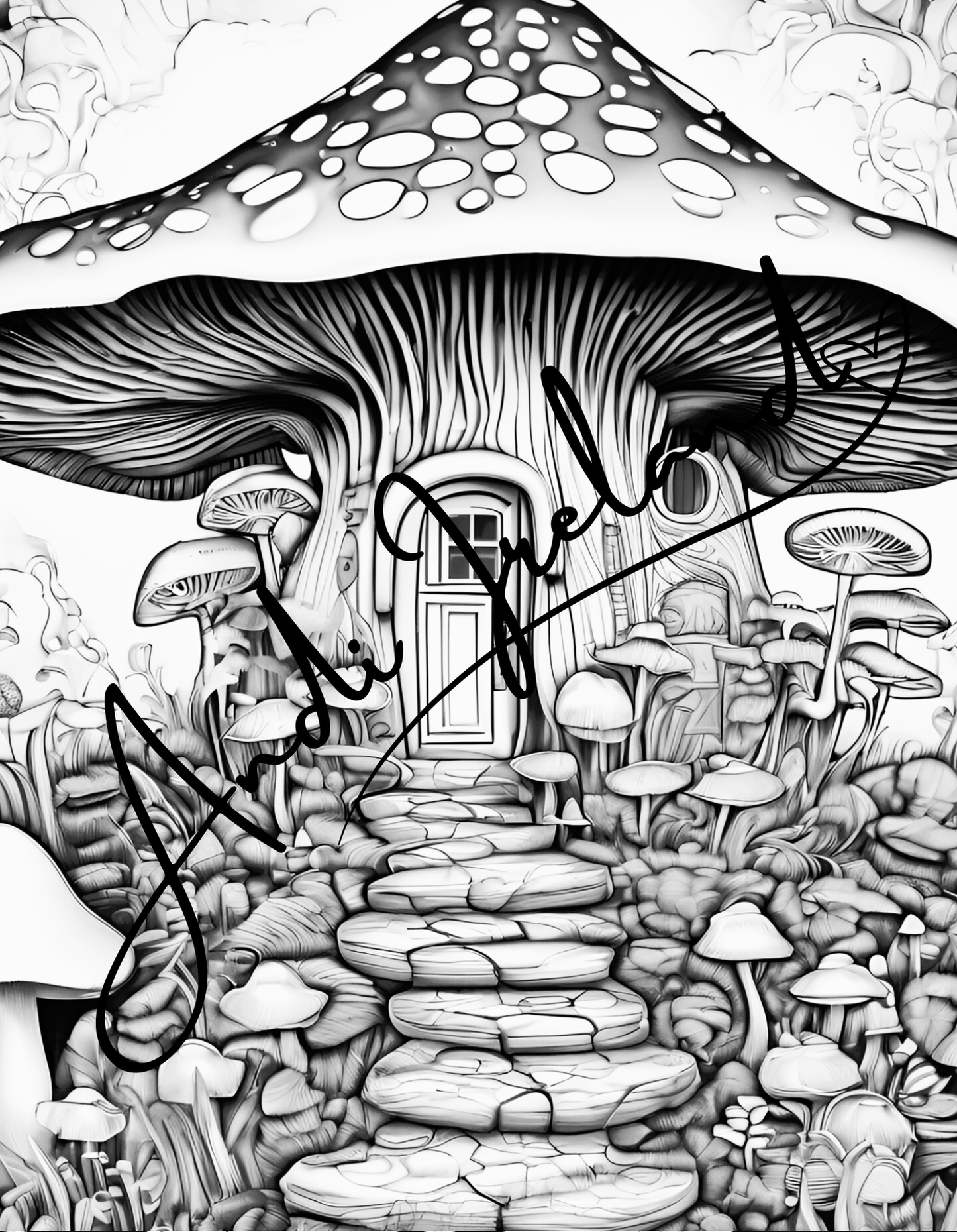 MindSpace Creatives: Adult Coloring Book Mushroom Cottage