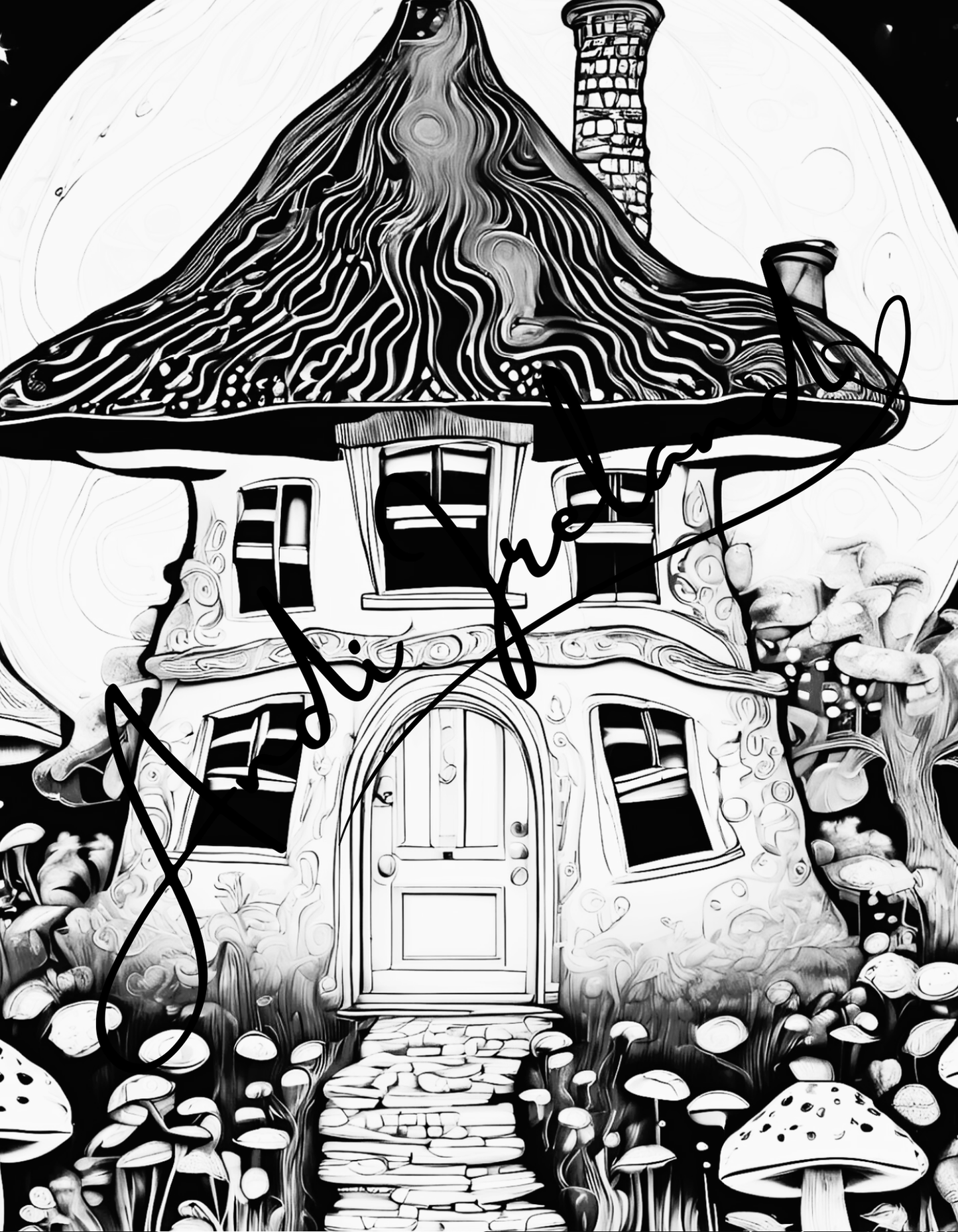 MindSpace Creatives: Adult Coloring Book Mushroom Cottage