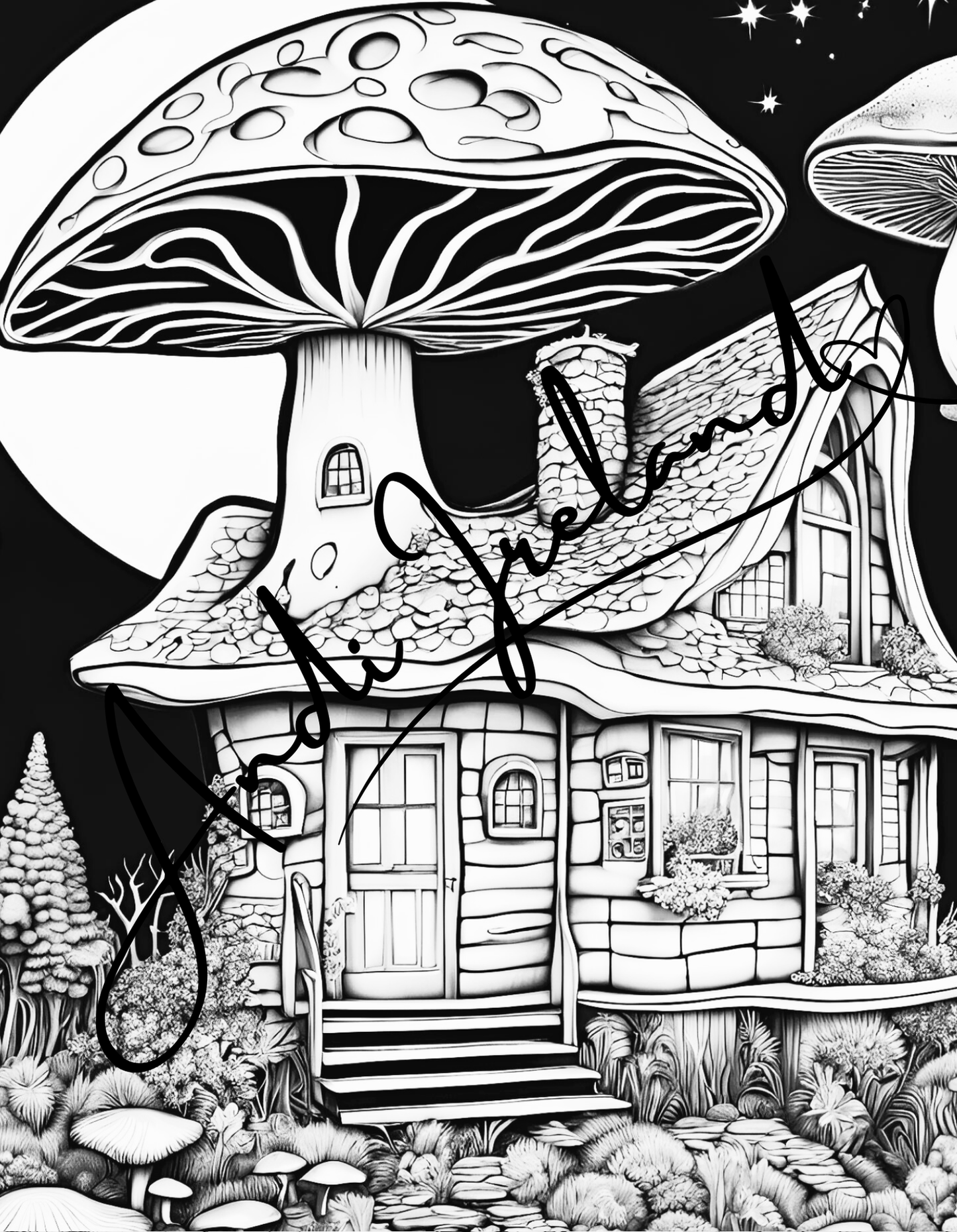 MindSpace Creatives: Adult Coloring Book Mushroom Cottage