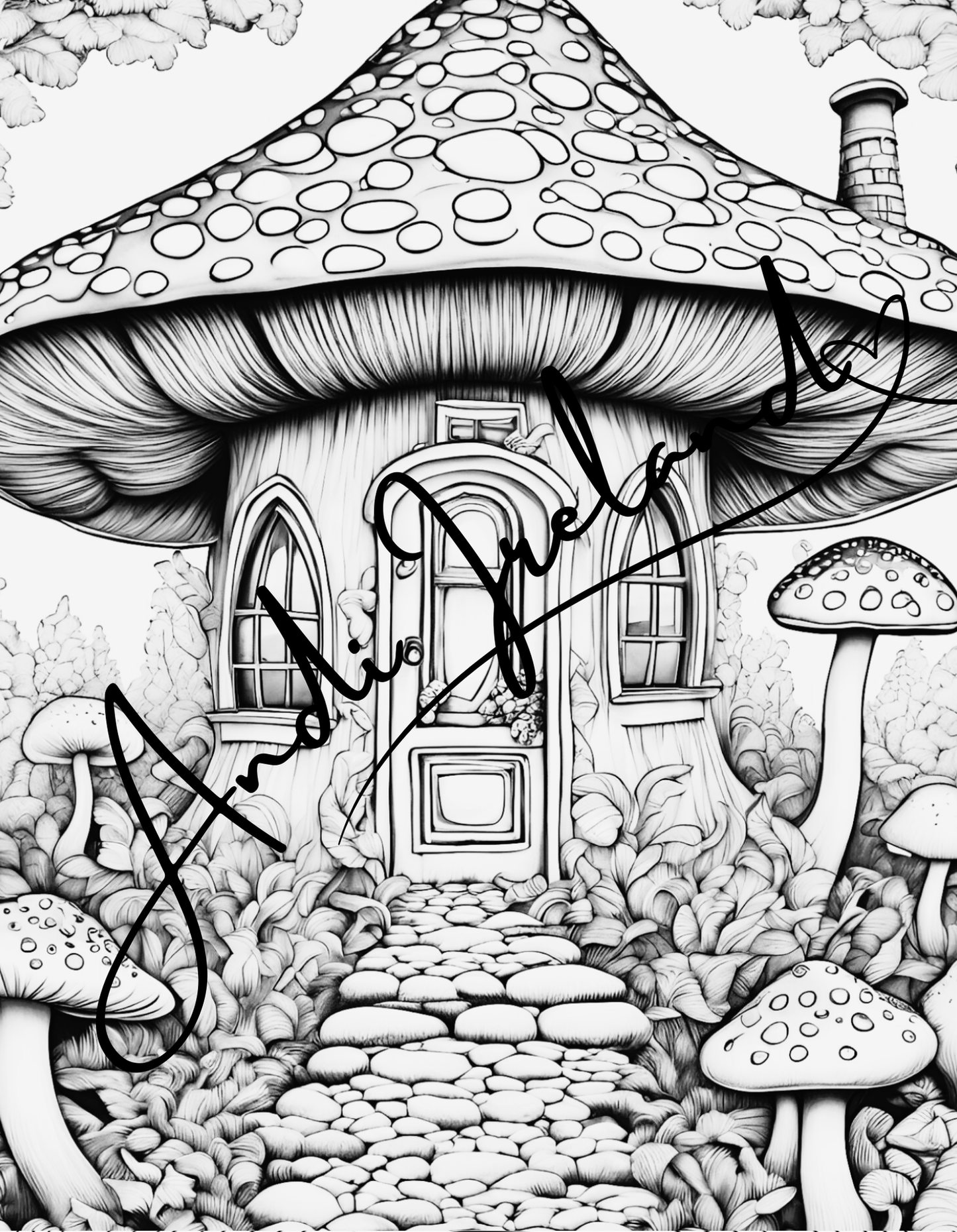 MindSpace Creatives: Adult Coloring Book Mushroom Cottage