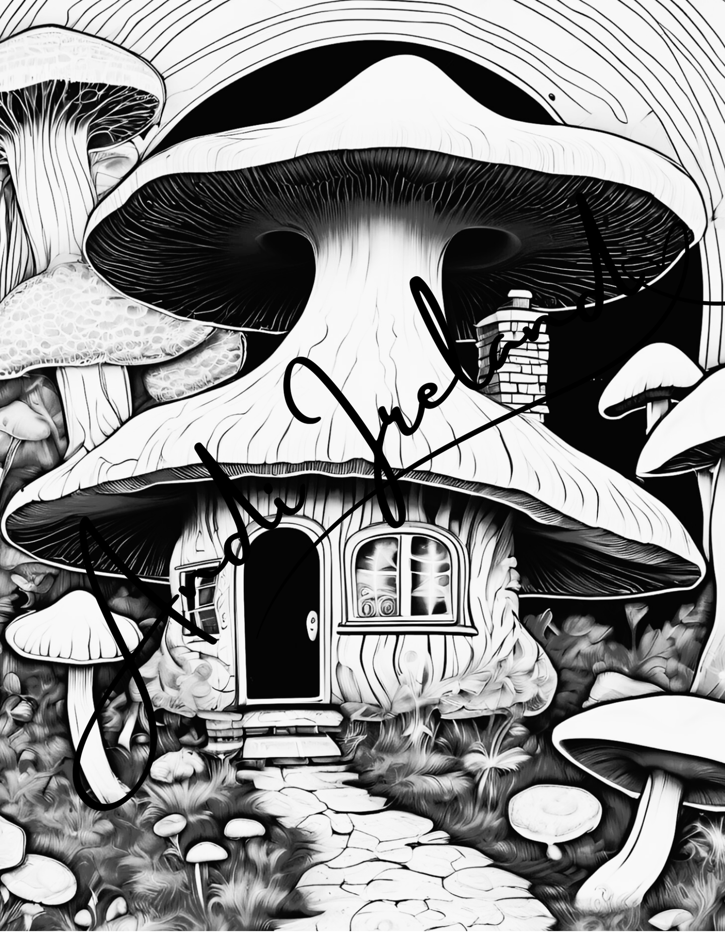 MindSpace Creatives: Adult Coloring Book Mushroom Cottage