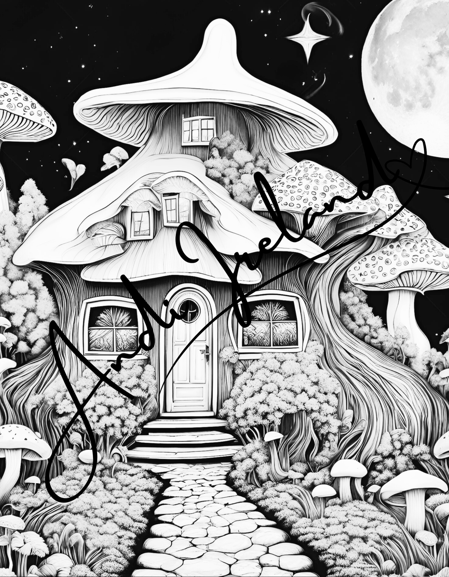 MindSpace Creatives: Adult Coloring Book Mushroom Cottage