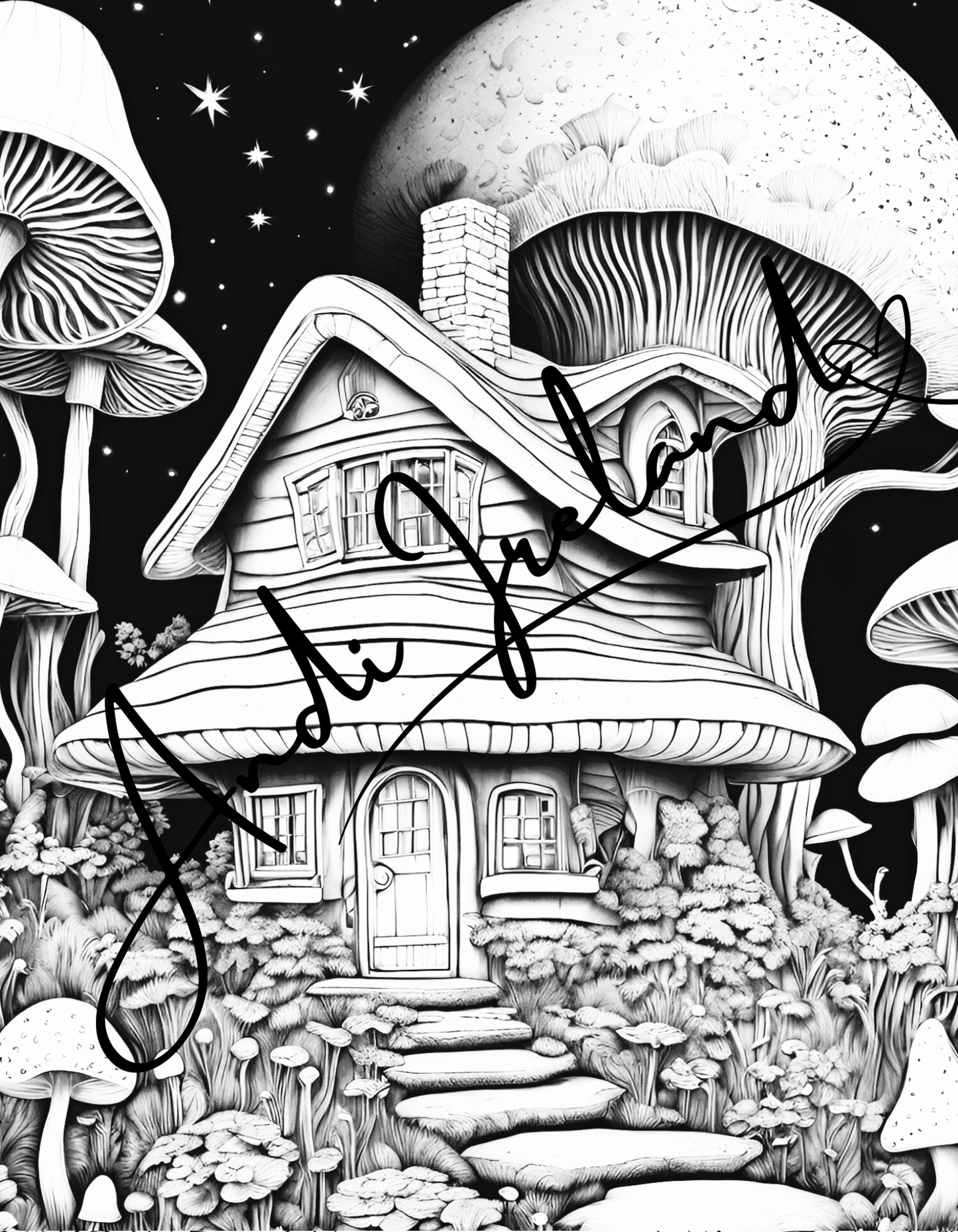 MindSpace Creatives: Adult Coloring Book Mushroom Cottage