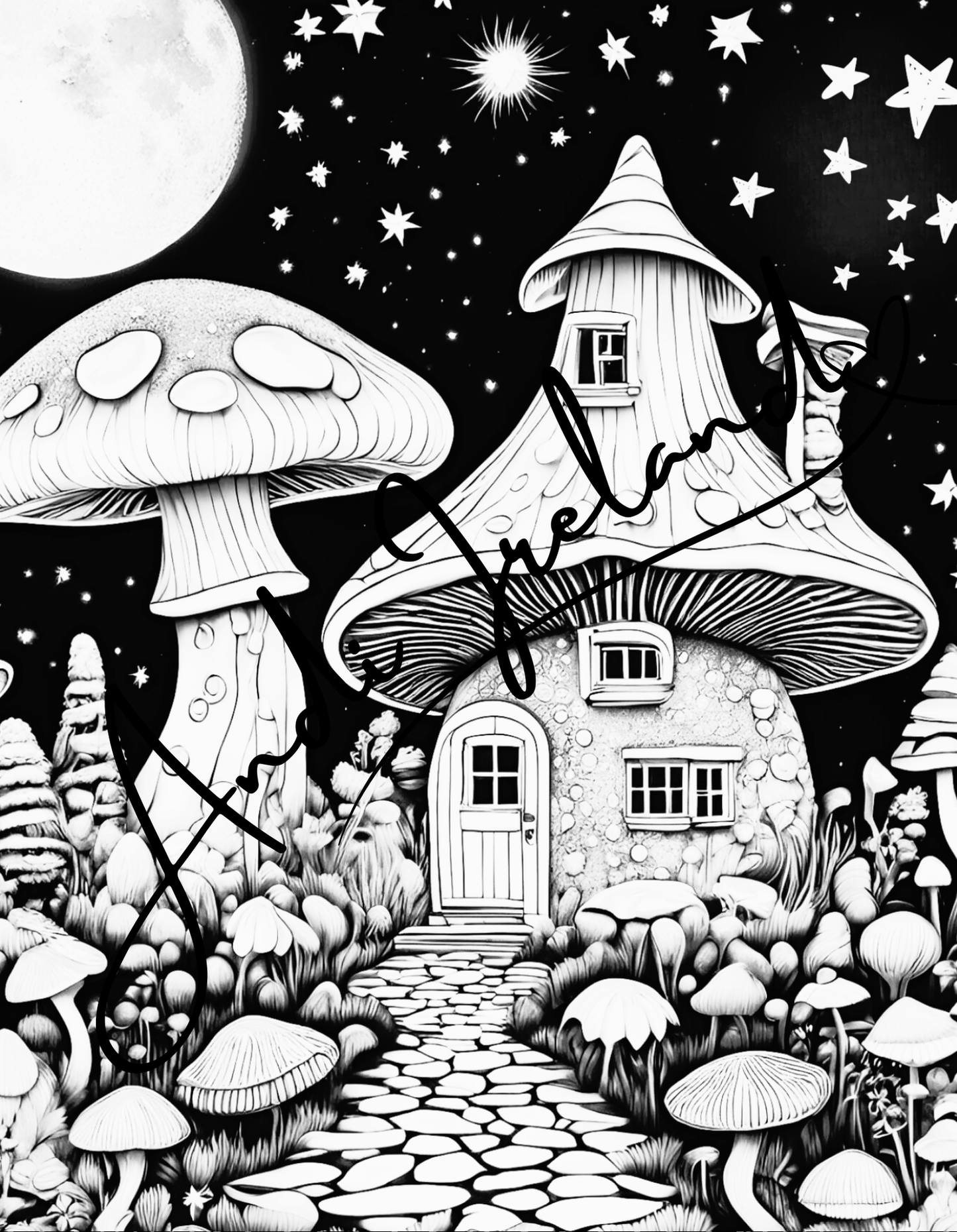 MindSpace Creatives: Adult Coloring Book Mushroom Cottage