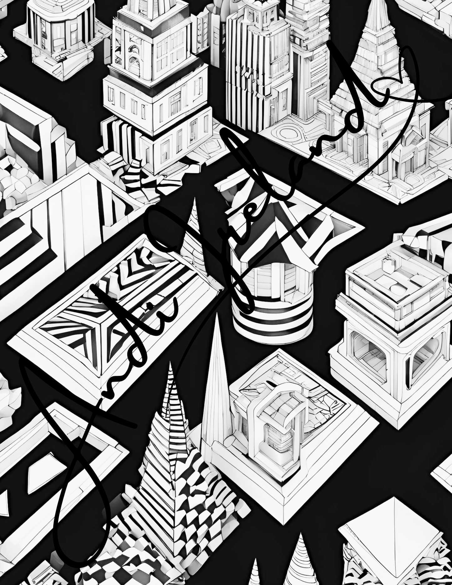 City Scape Abstract Building Patterns Coloring Pages | PDF Download